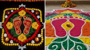 Navratri:नवरात्रि में माता के चरणों की रंगोली: एक खूबसूरत और आसान तरीका