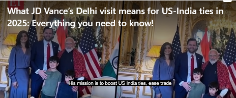 अमेरिकी उपराष्ट्रपति जे.डी. वेंस का भारत दौरा जे.डी. वेंस