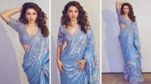 Hansika Motwani ने ब्लू सीक्विन साड़ी में ढाया कहर