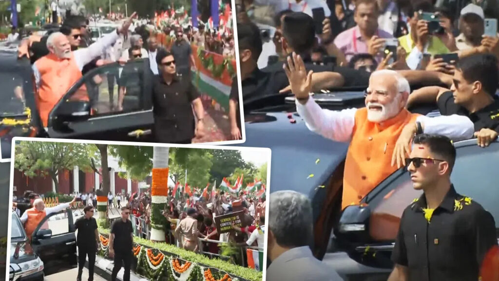 PM Modi: गुजरात के वडोदरा पहुंचे पीएम मोदी, रोड शो में उमड़ी भीड़