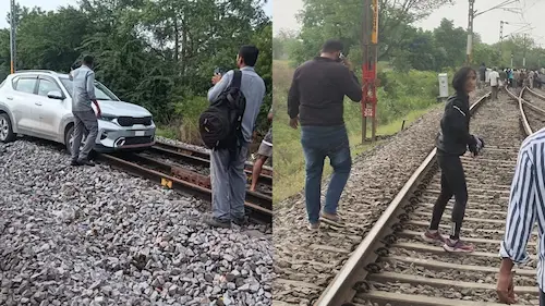 Hyderabad: रेलवे ट्रैक पर दौड़ती कार ने मचाया हड़कंप