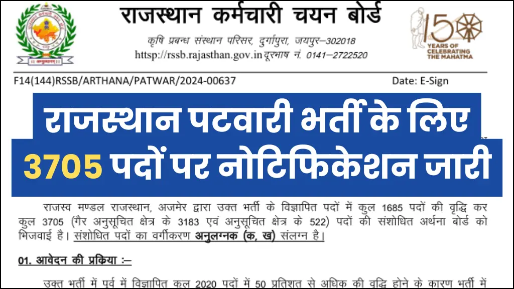Patwari Recruitment: राजस्थान में बढ़े पद, नई सूचना जारी