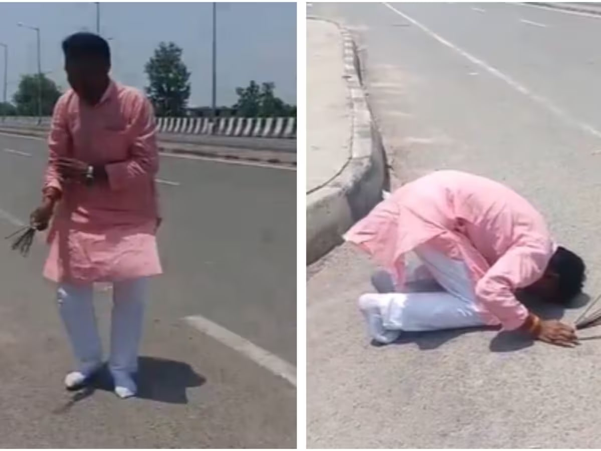 तेजस्वी यादव के काफिला जहां दुर्घटनाग्रस्त हुआ, वहां आरजेडी समर्थक ने की पूजा, टेका मत्था