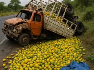 AP : आंध्र प्रदेश के अन्नामय्या जिले में आम से भरा ट्रक पलटा