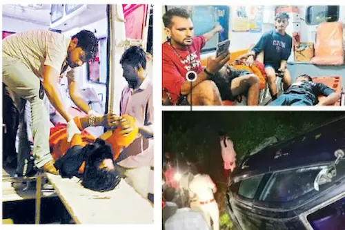 Gwalior : कांवड़ियों की टोली को कुचलती हुई खाई में पलटी कार, चार की मौत