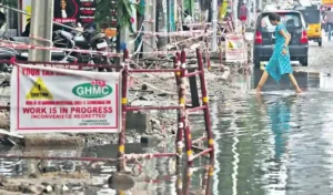 Old City roads : पुराने शहर में बारिश के कारण सड़क निर्माण कार्य ठप