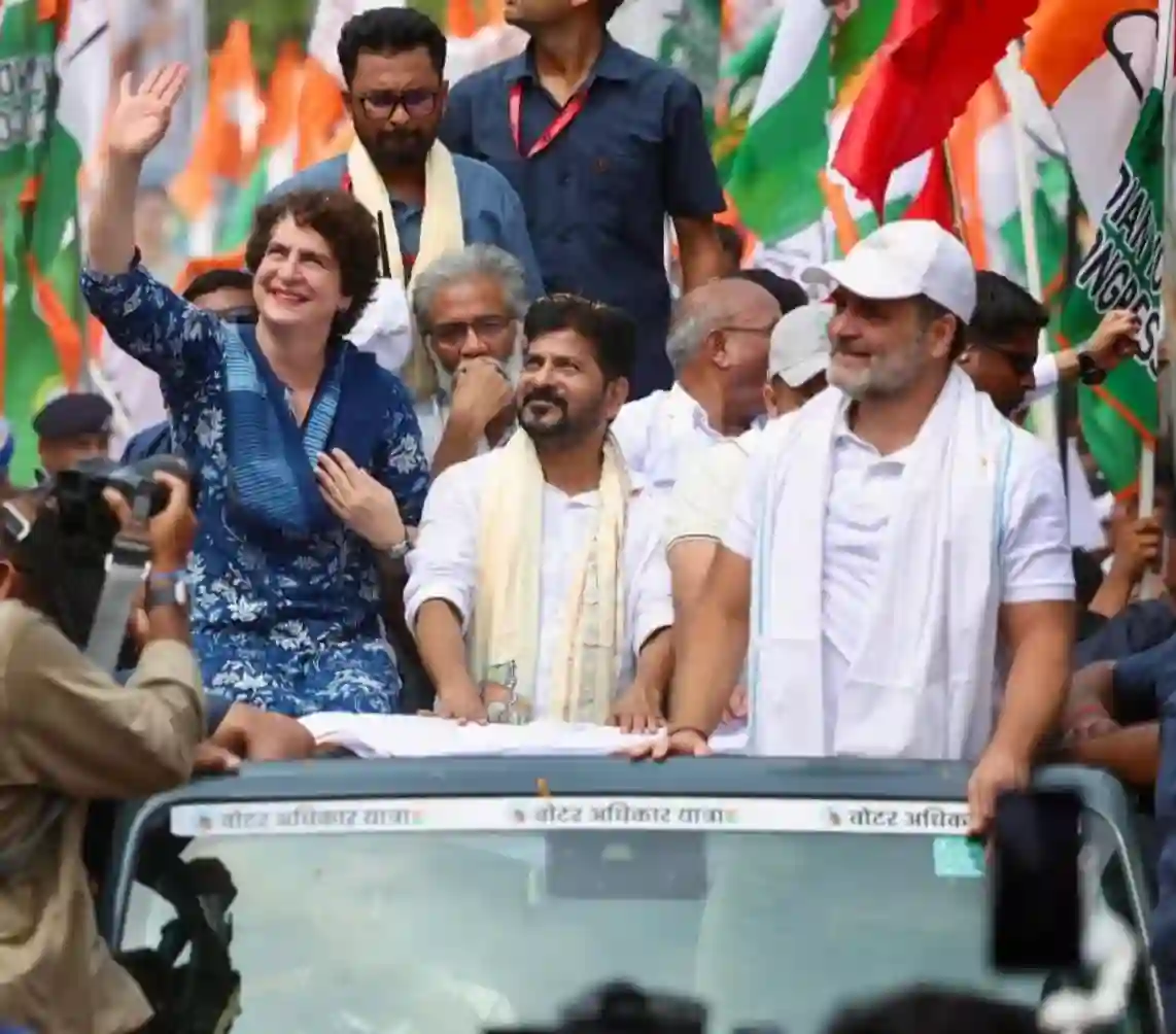 राहुल गांधी के साथ रेवंत रेड्डी ने बिहार में मतदाता अधिकार यात्रा में भाग लिया