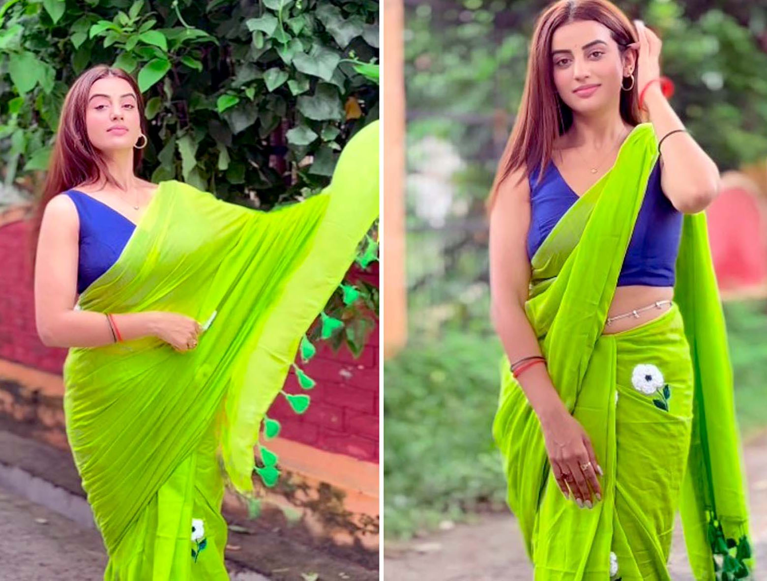 अक्षरा सिंह का ट्रेडिशनल लुक फैंस को खूब भा रहा है