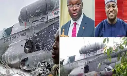 GHANA : हेलीकॉप्टर क्रैश, रक्षा और पर्यावरण मंत्री समेत 8 लोगों की गयी जानें