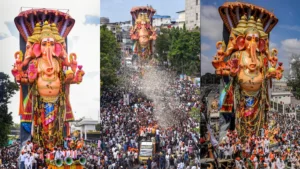 Hyderabad में 69 फीट ऊंचे &#8216;विश्व शांति महाशक्ति गणपति&#8217; का भव्य विसर्जन