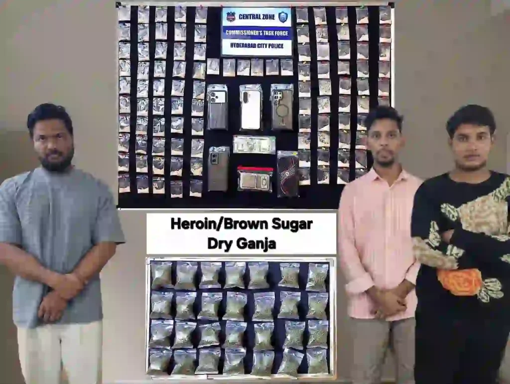 News Hindi : तीन ड्रग तस्कर गिरफ्तार, ब्राउन शुगर और गांजा बरामद