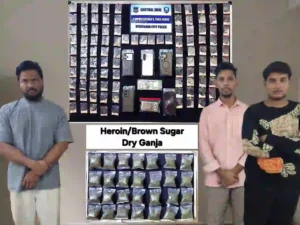 तीन ड्रग तस्कर गिरफ्तार, ब्राउन शुगर और गांजा बरामद