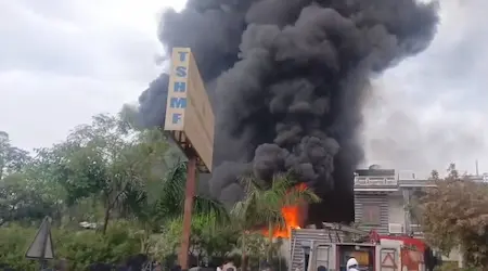 Factory Fire Hapur : हापुड़ की फैक्ट्री में भीषण आग