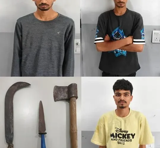 धारदार हथियार से हमला करने वाले तीन आरोपी गिरफ्तार