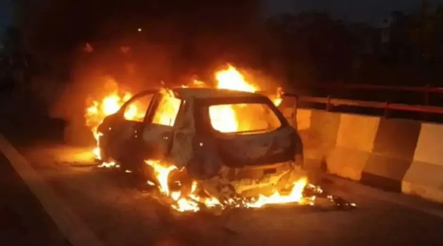 Car catches fire