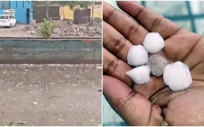 Delhi Weather Update : दिल्ली में आंधी-बारिश संग ओले
